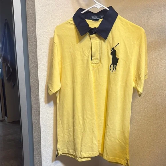 Polo by Ralph Lauren Yellow and Blue Polo Shirt Classic Design - Picture 1 of 1